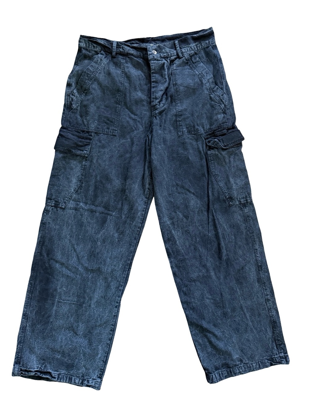 mnml Washed Black Cargo Pants Men’s Size 33 Wide Leg Utility Baggy Cotton
